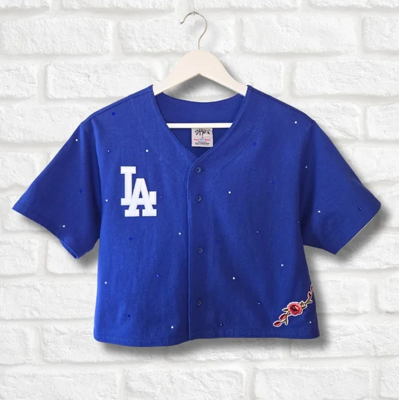 Los Angeles Dodgers Crop Rhinestone Jersey - Picture 2 of 8